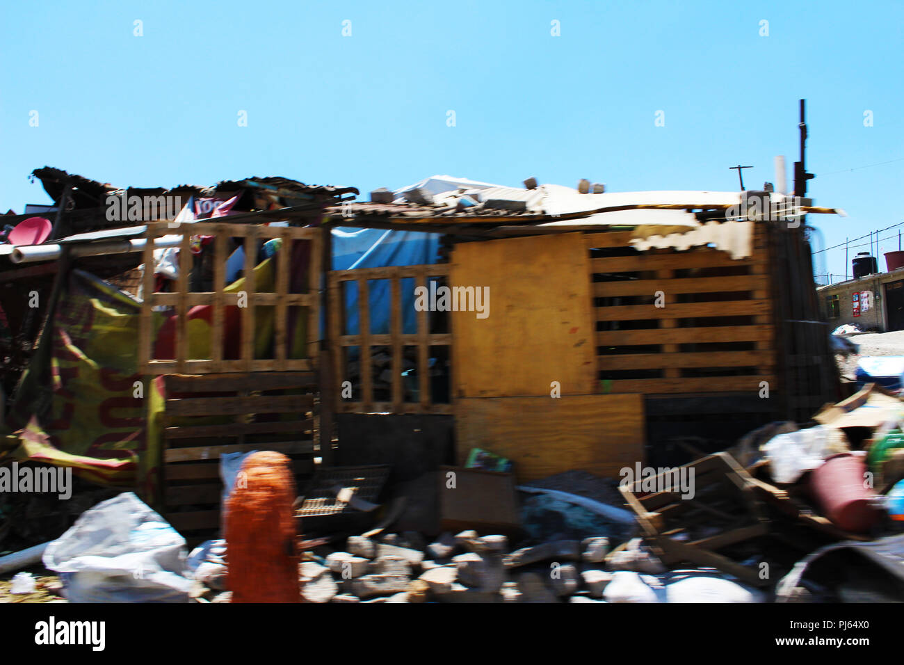 Casa en zona marginada en México. House in marginalized area in Mexico. Stock Photo