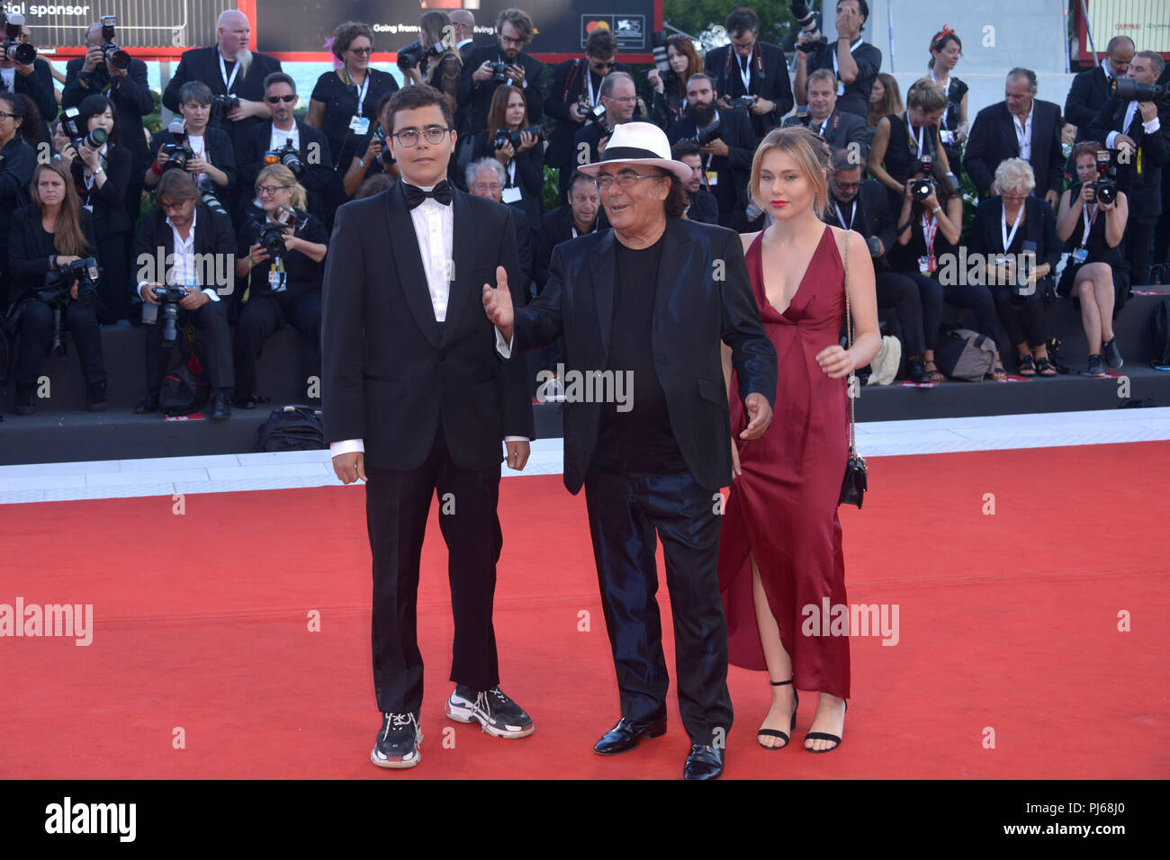 Venice, Italy. 04th Sep, 2018. 75th Venice Film Festival, red carpet film ' Vox Lux ' Pictured: Al Bano Carrisi Al Bano Jr Carrisi, Jasmine Carrisi Credit: Independent Photo Agency/Alamy Live News Stock Photo