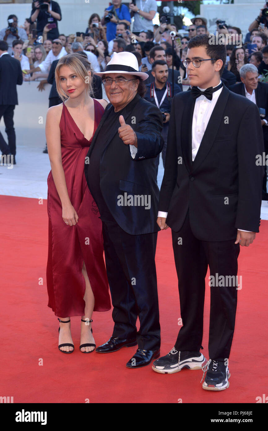 Venice, Italy. 04th Sep, 2018. 75th Venice Film Festival, red carpet film ' Vox Lux ' Pictured: Al Bano Carrisi Al Bano Jr Carrisi, Jasmine Carrisi Credit: Independent Photo Agency/Alamy Live News Stock Photo