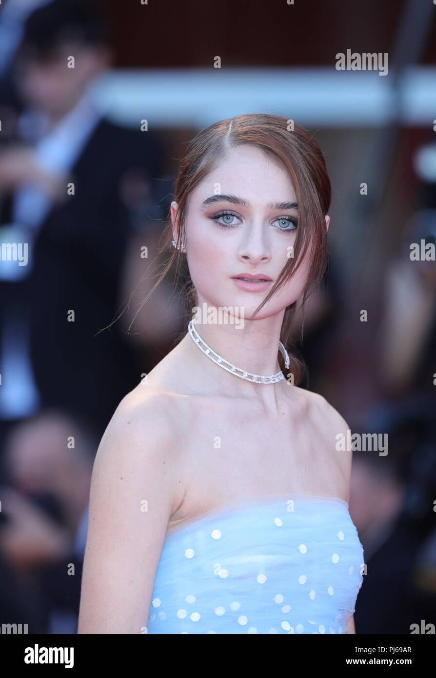 Venice, Italy. 4th Sep, 2018. Actress Raffey Cassidy attends the premiere of the film 'Vox Lux' at the 75th Venice International Film Festival in Venice, Italy, on Sept. 4, 2018. Credit: Cheng Tingting/Xinhua/Alamy Live News Stock Photo