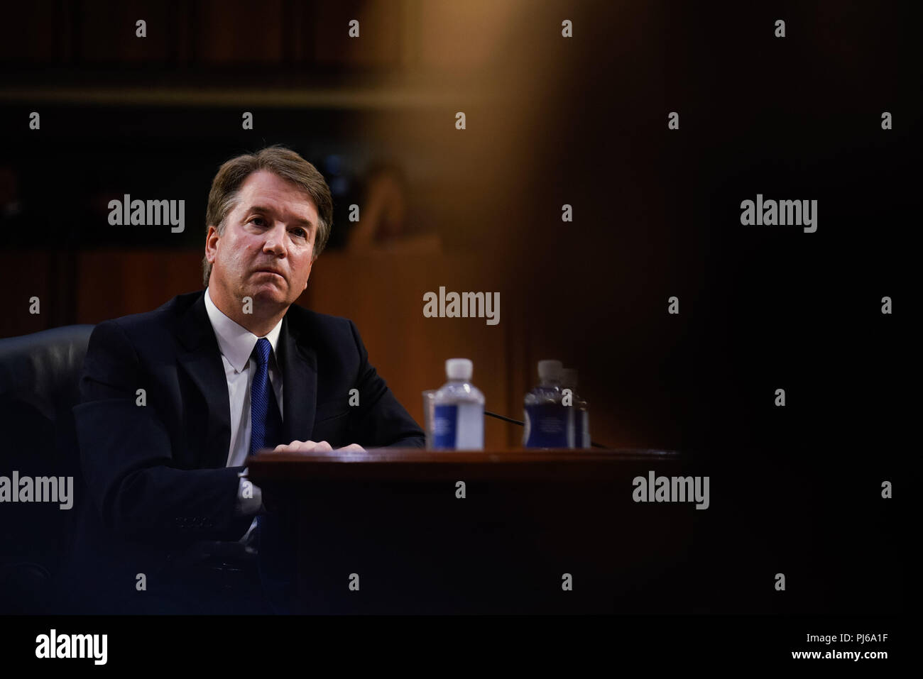 Washington, DC, USA. 4th Sep, 2018. U.S. Supreme Court Associate Justice nominee Brett Kavanaugh listens to opening statements during his confirmation hearing before the Senate Judiciary Committee in the Hart Senate Office Building in Washington, DC on Sept 4, 2018. Credit: Ken Cedeno/ZUMA Wire/Alamy Live News Stock Photo