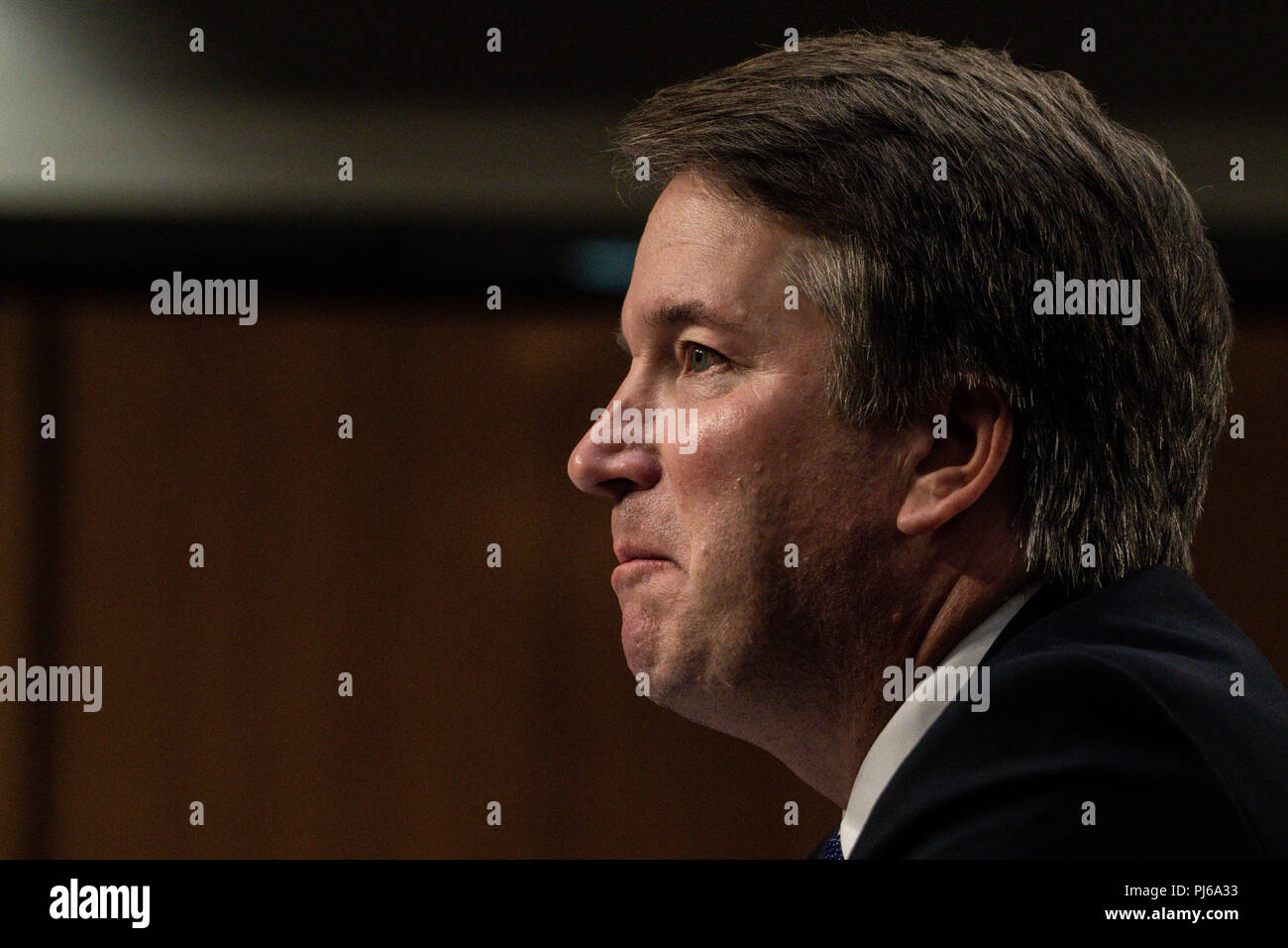 Washington, DC, USA. 4th Sep, 2018. U.S. Supreme Court Associate Justice nominee Brett Kavanaugh makes his opening statements during his confirmation hearing before the Senate Judiciary Committee in the Hart Senate Office Building in Washington, DC on Sept 4, 2018. Credit: Ken Cedeno/ZUMA Wire/Alamy Live News Stock Photo