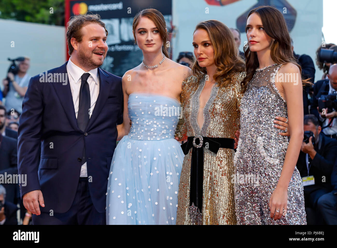 Venice, Italy. 04th Sep, 2018. Brady Corbet, Raffey Cassidy, Natalie Portman, Stacy Martin attend the 'Vox Lux' premiere during the 75th Venice Film Festival at the Palazzo del Cinema on September 04, 2018 in Venice, Italy. Credit: John Rasimus/Media Punch ***France, Sweden, Norway, Denark, Finland, Usa, Czech Republic, South America Only***/Alamy Live News Stock Photo