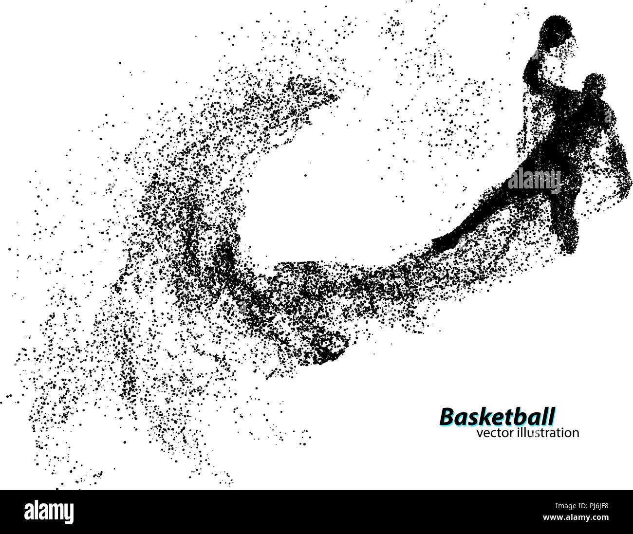 Basketball player from particles. Background and text on a separate layer, color can be changed in one click. Basketball abstract Stock Vector