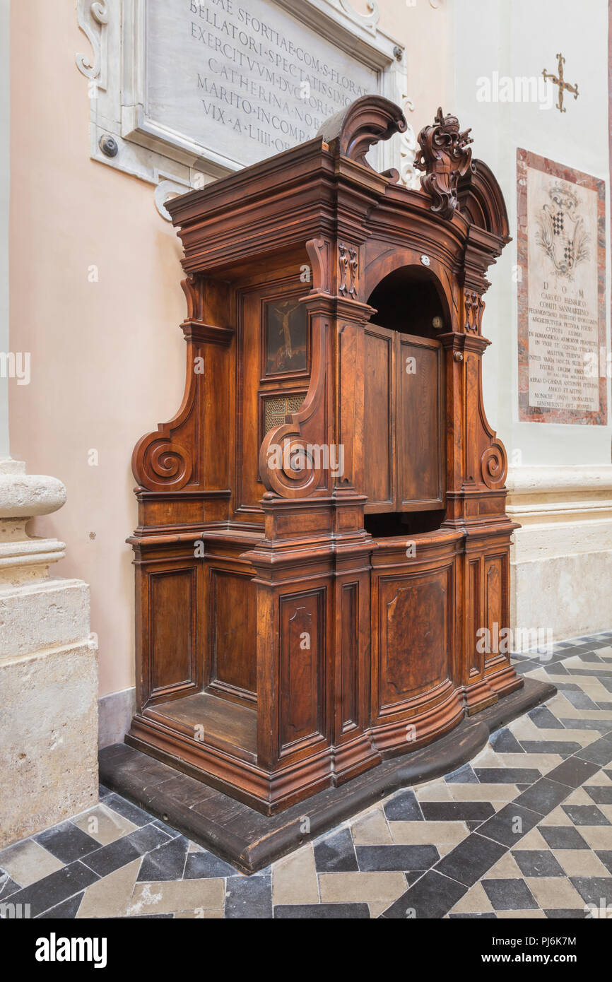 Confessional cabinet, Church St. Bernard at the baths, San Bernardo alle  Terme (1598), Rome, Lazio, Italy Stock Photo - Alamy
