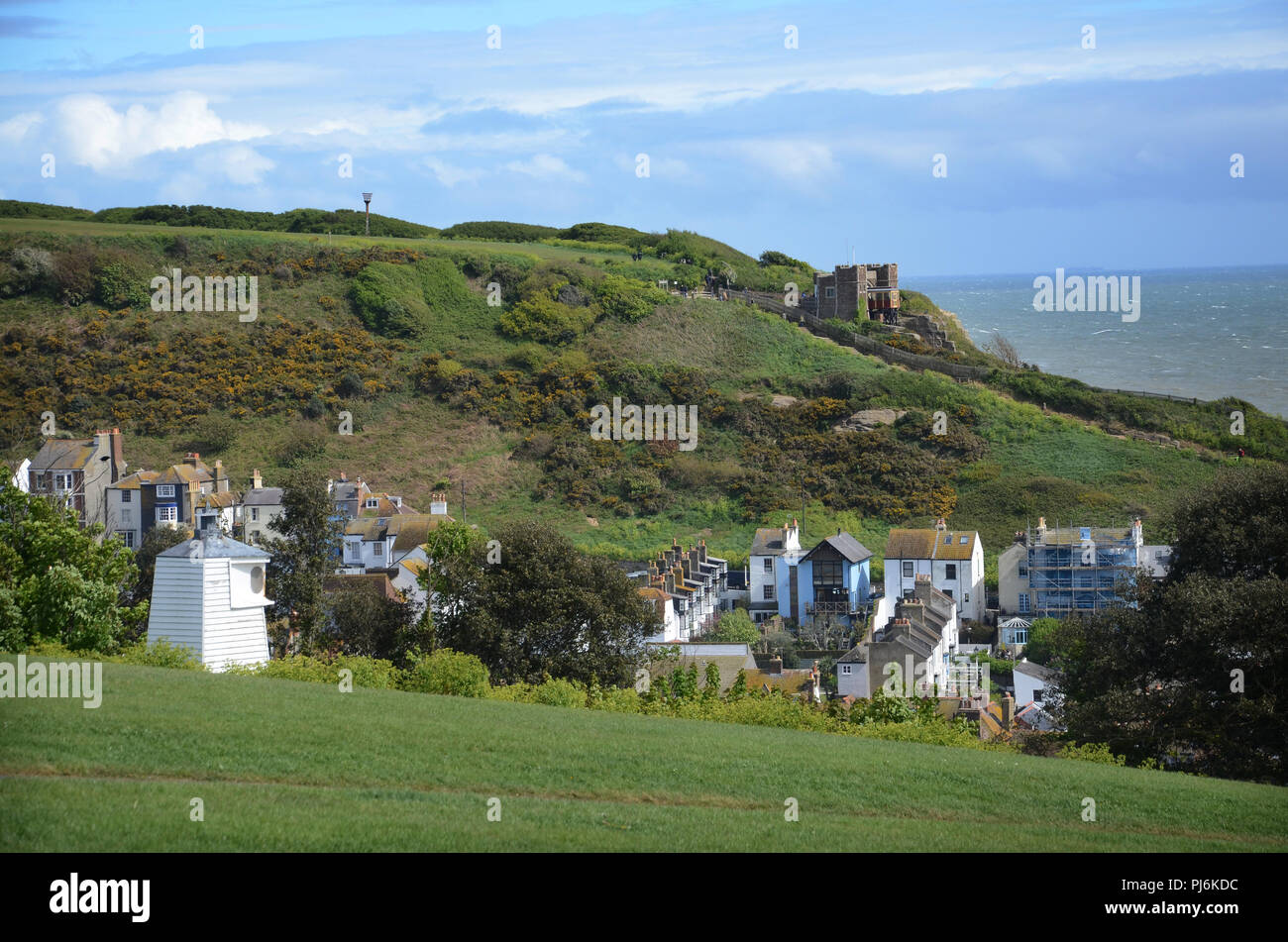 Hastings, UK, view from West Hill towards East Hill Stock Photo