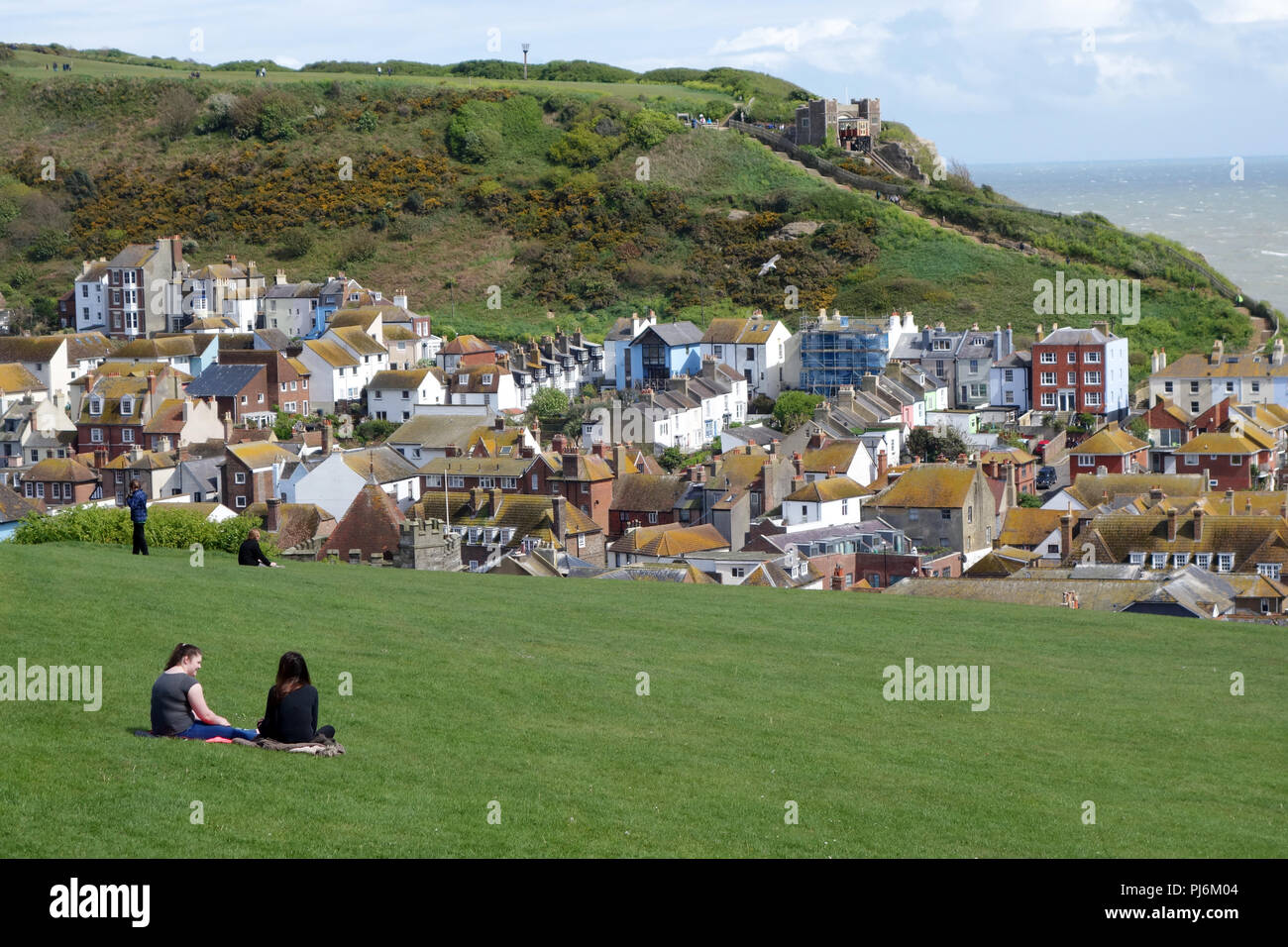 Hastings, UK, view from West Hill towards East Hill Stock Photo