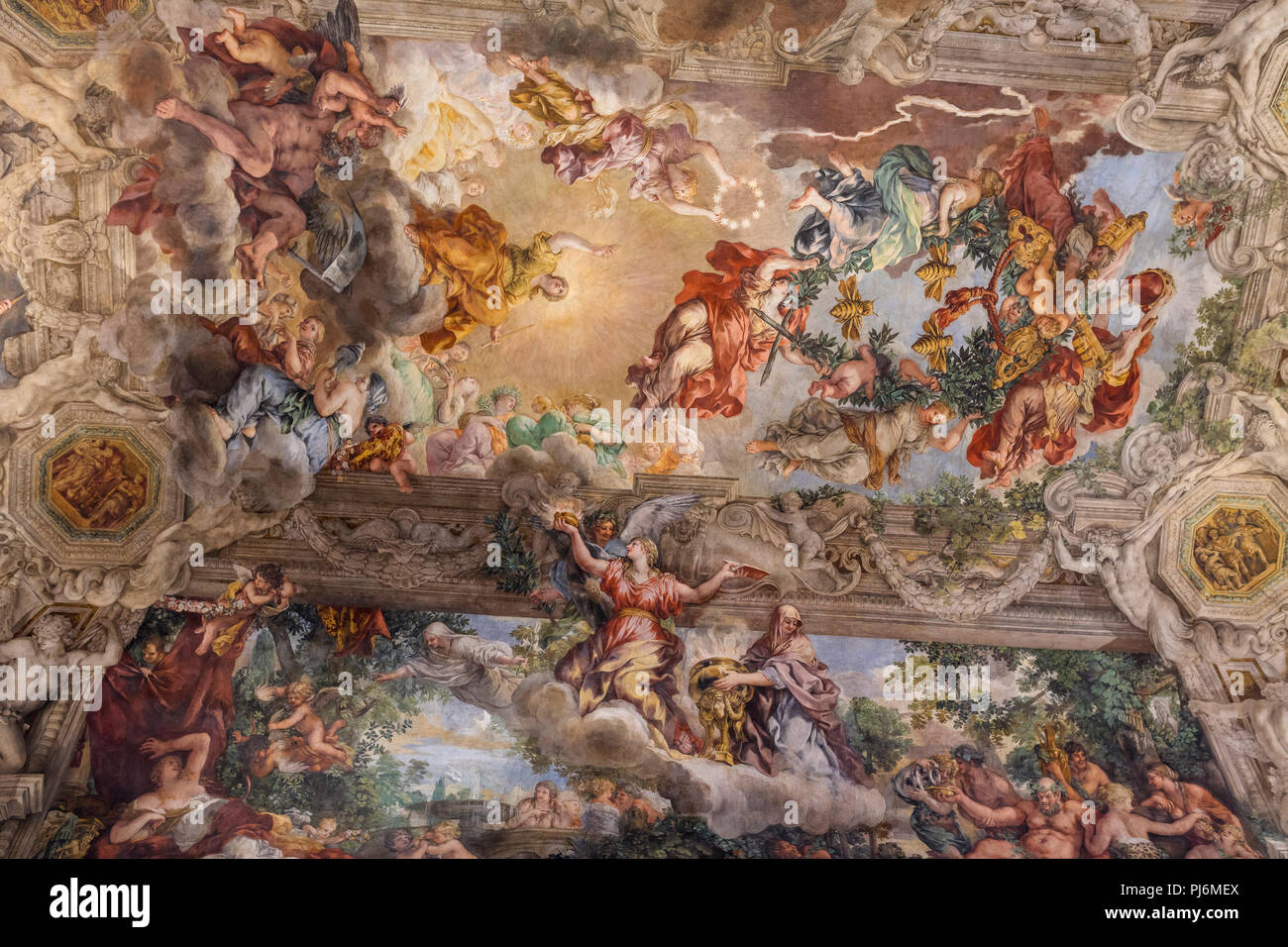 Allegory of Divine Providence and Barberini Power, fresco by Pietro da Cortona, Galleria Nazionale d'Arte Antica, GNAA, National Gallery of Ancient Ar Stock Photo