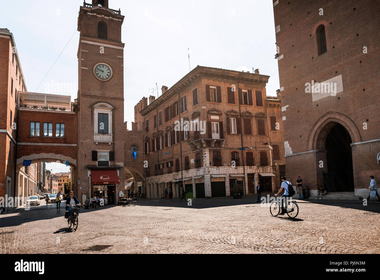 Cyclists in Ferrara, Italy Stock Photo