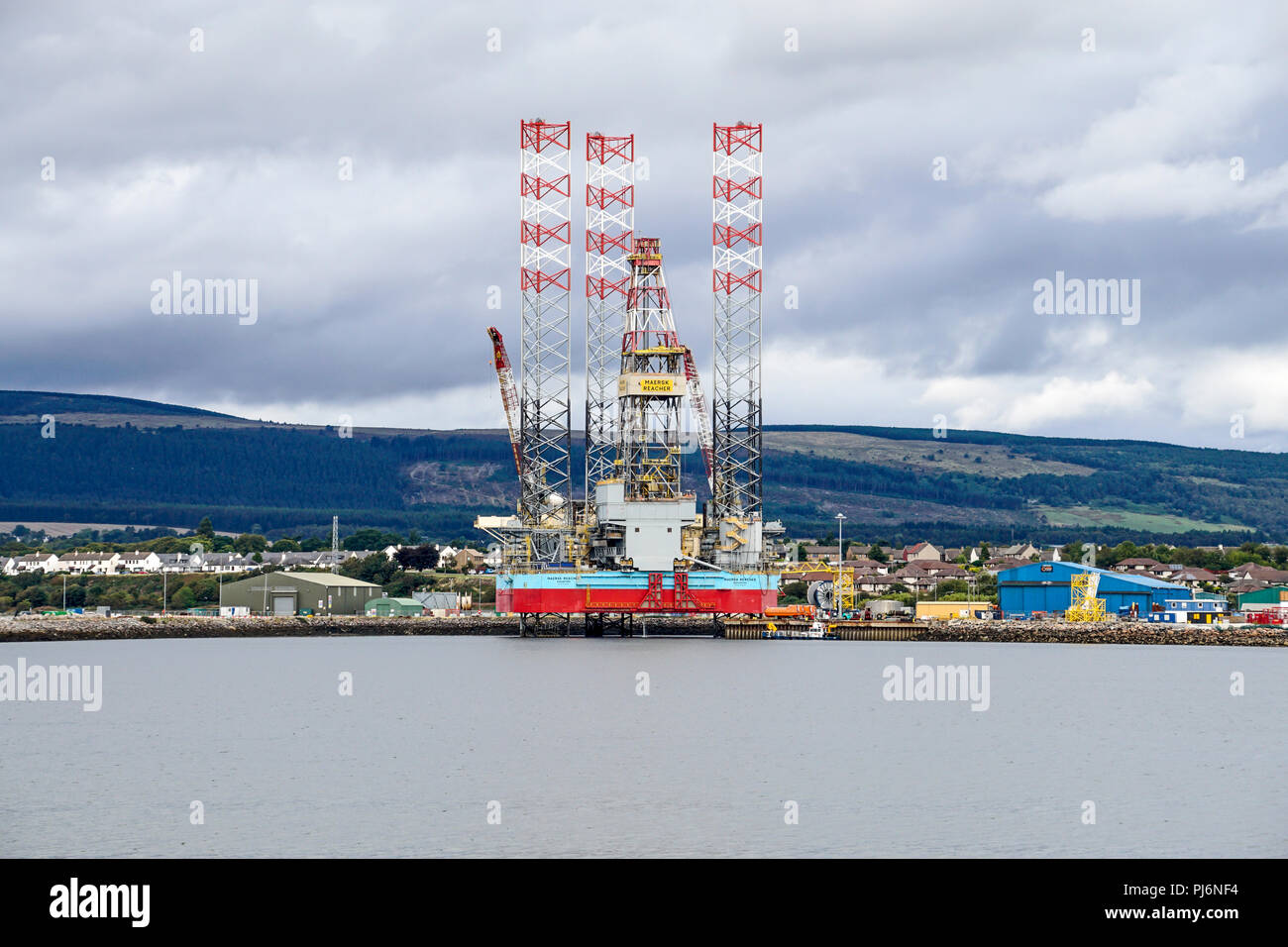 Drilling rig Maersk Reacher moored at Invergordon Cromarty Firth Highland Scotland Uk Stock Photo