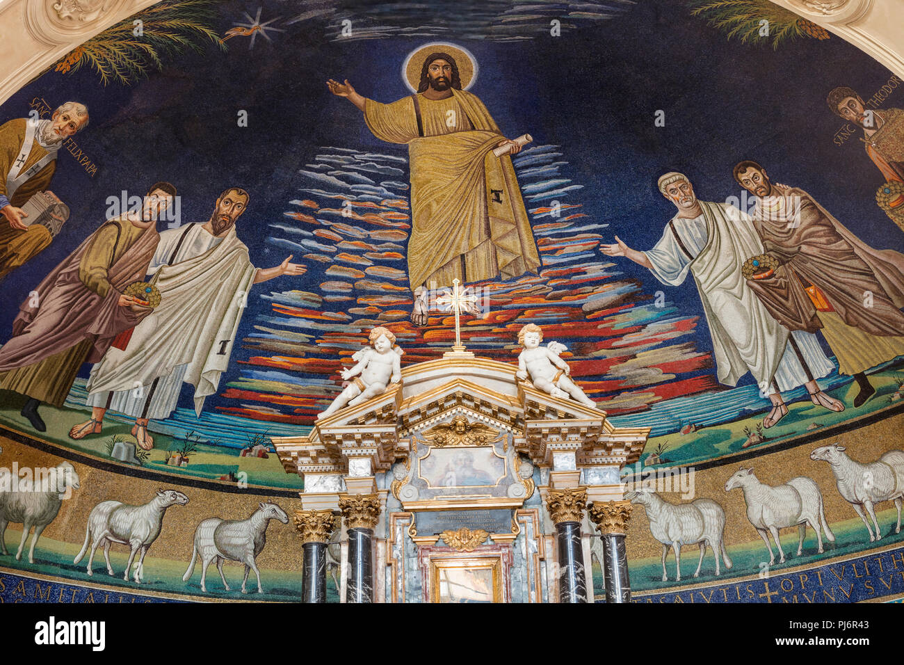 Mosaics (6th century), Church of Saints Cosmas and Damian interior, Basilica dei Santi Cosma e