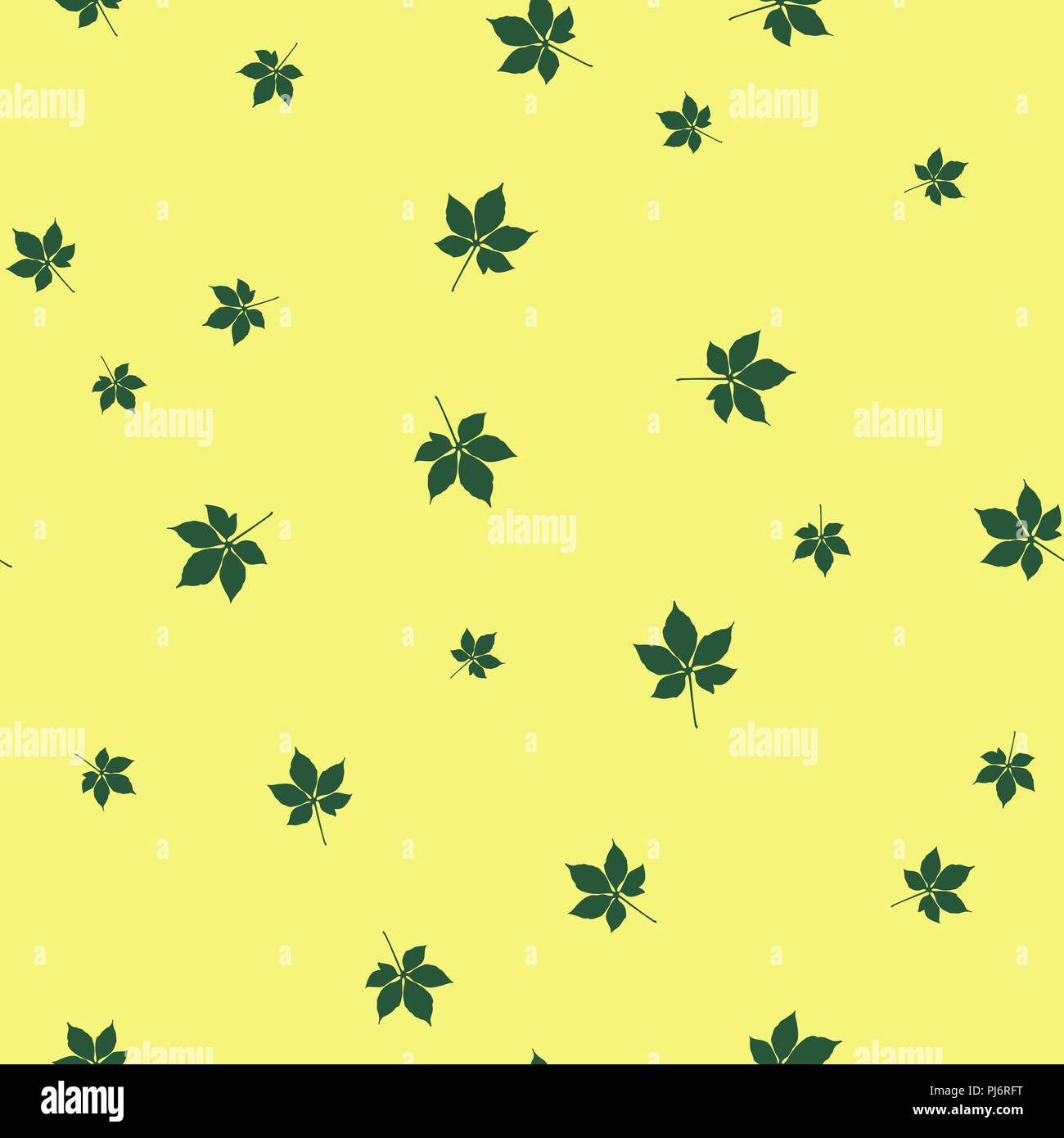 Chestnut leaf green pattern seamless color. Vector illustration. Yellow background. Stock Vector