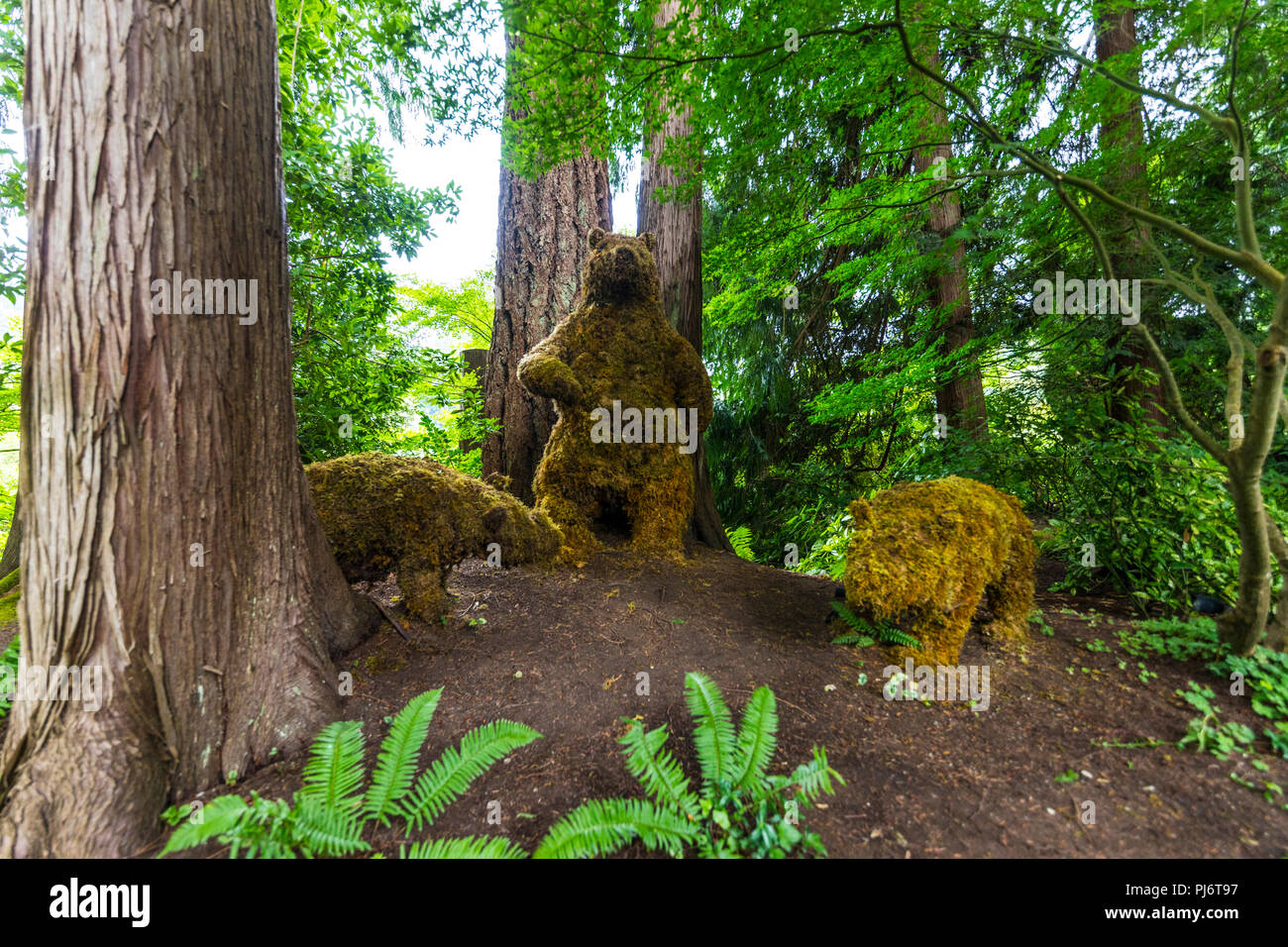 Bear topiary in Sunken garden at Butchart Gardens near Victoria British
