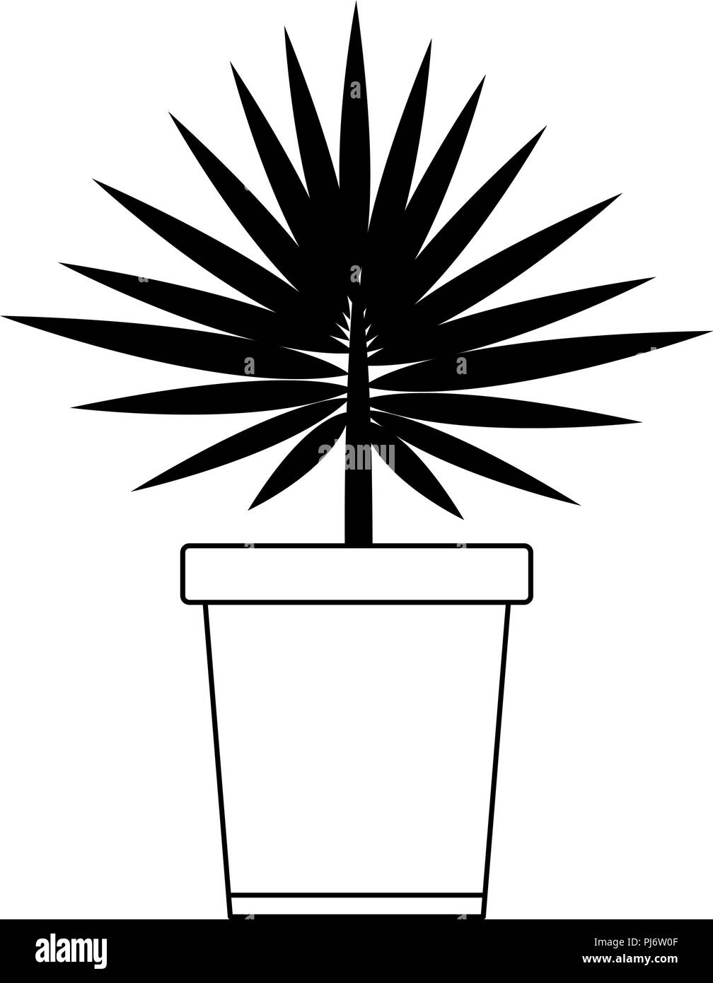 Plant in pot isolated in black and white Stock Vector Image & Art Alamy