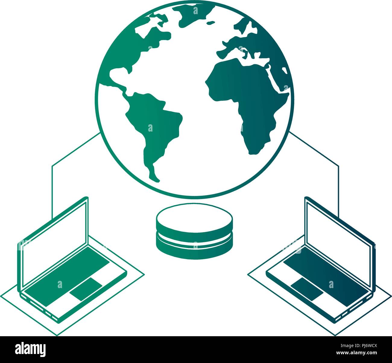 database center security connection laptops data network vector ...
