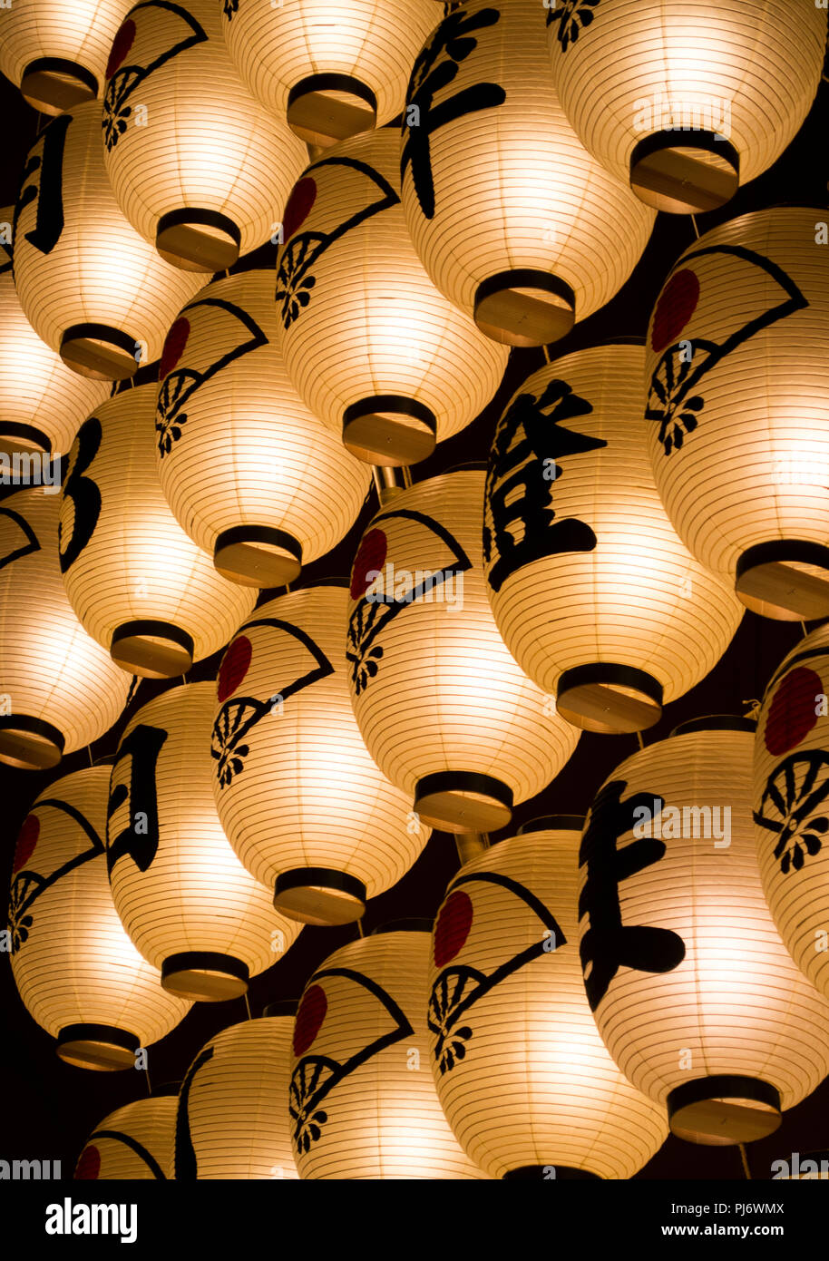 lighted hanging lanterns