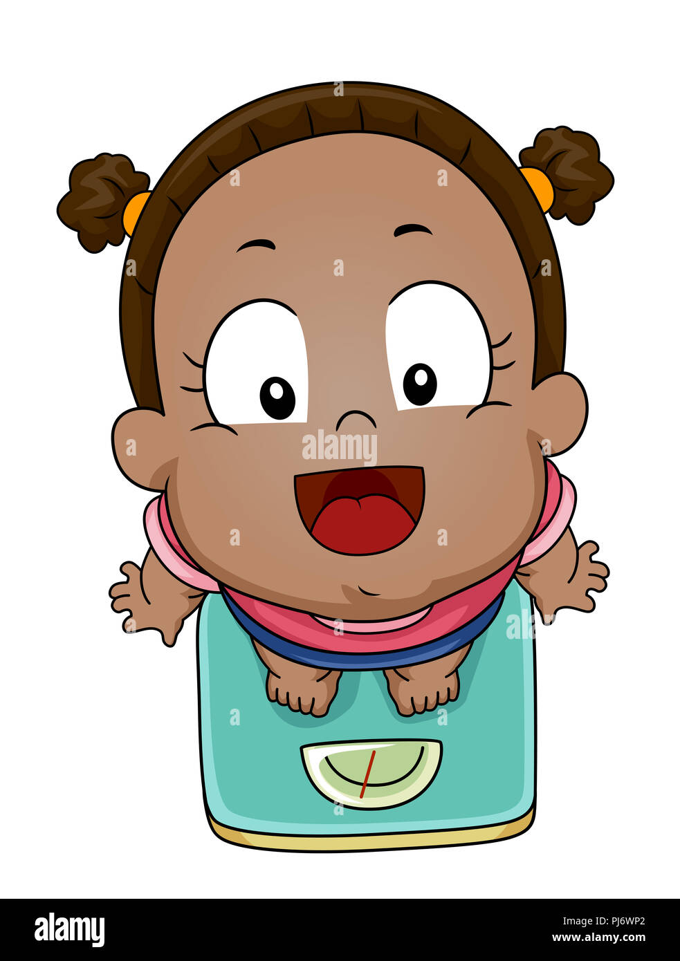 Illustration of a Kid Girl Toddler Standing on Top of a Weighing Scale