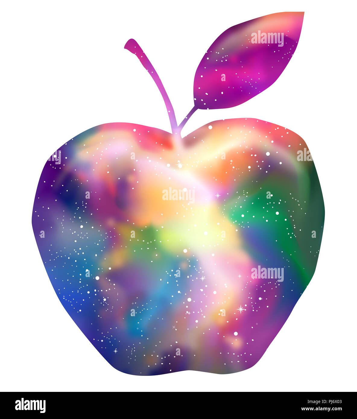 Illustration of an Apple Showing a Fantasy Galaxy Design eps10 Stock Photo