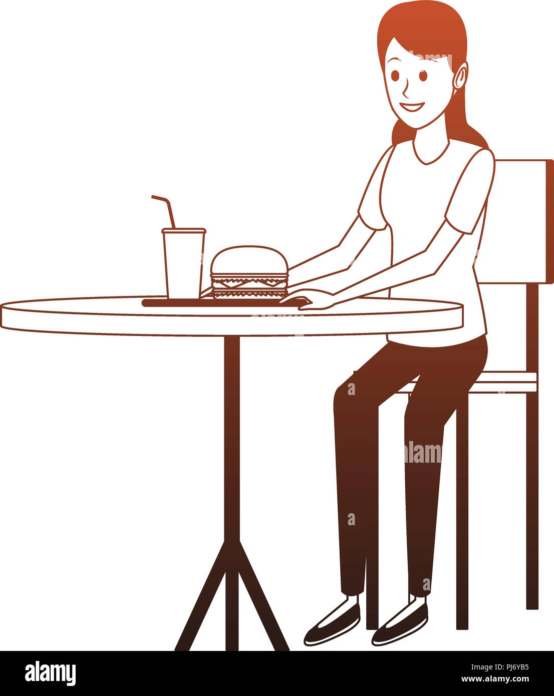 Woman eating fast food burger Stock Vector Images - Alamy