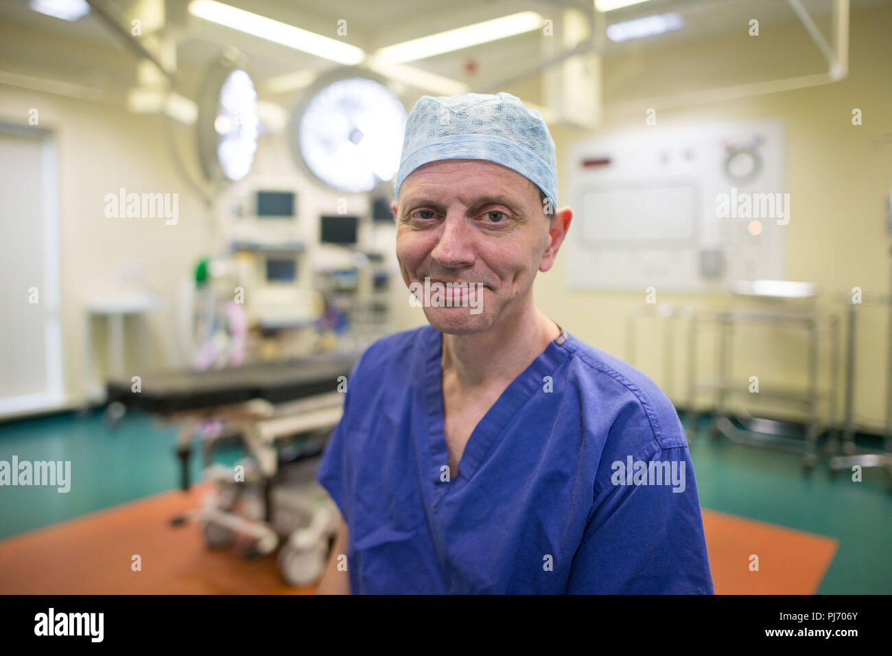 Carlos Heras-Palou 53, an orthopaedic specialist surgeon at Derby Nuffield Hospital, who may have had his career saved by a new drug called 'Patisiran'. The rare disease, hereditary transthyretin-mediated amyloidosis (hATTR amyloidosis), progressed and destroyed the nerves in his hands, rendering them useless. However after an 18 month course of Patisiran the condition has halted and reversed. Stock Photo