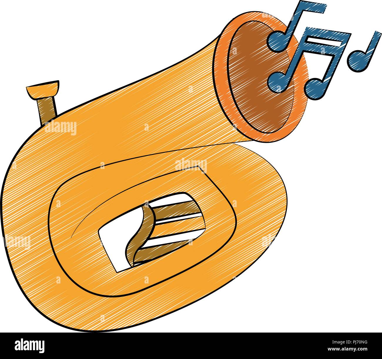 Sousaphone music instrument scribble Stock Vector