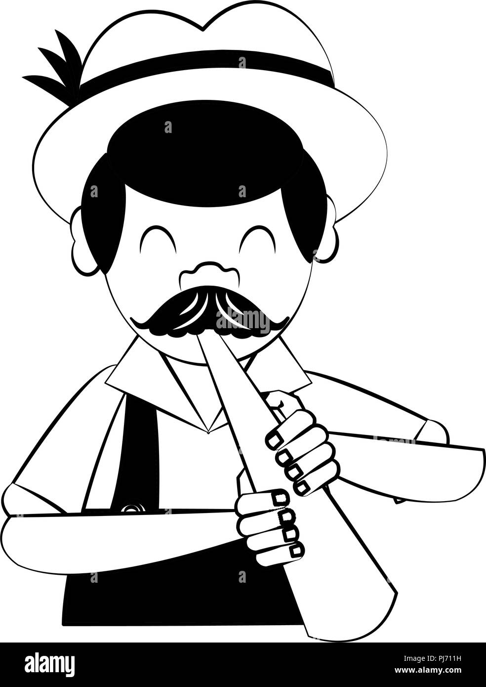 Bavarian playing trombone in black and white Stock Vector Image & Art