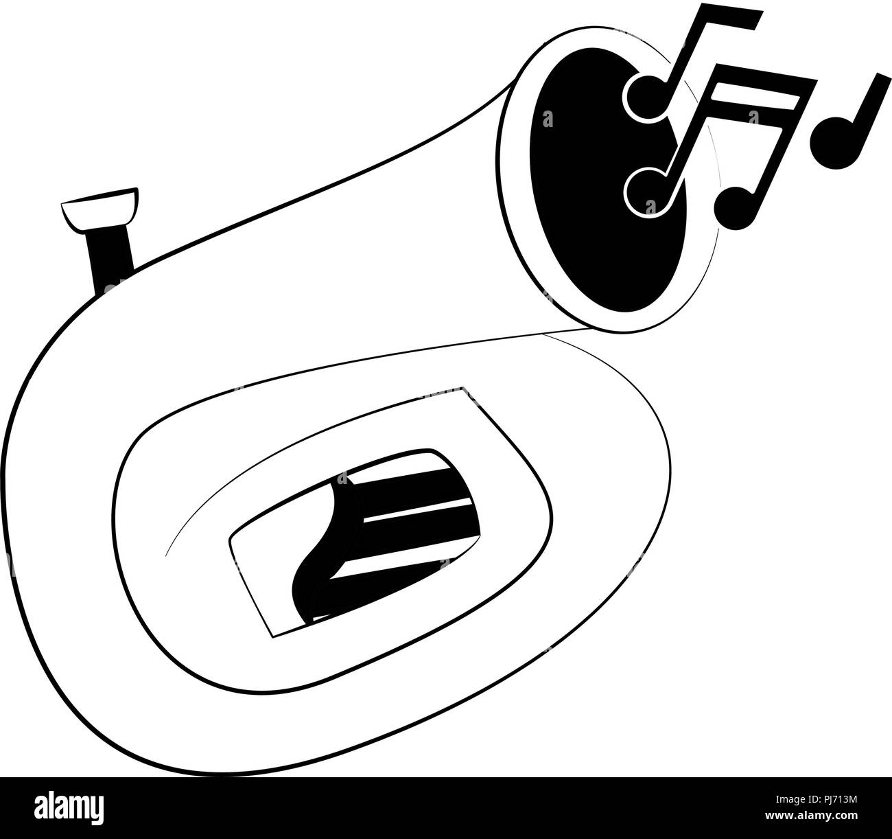 Sousaphone music instrument in black and white Stock Vector