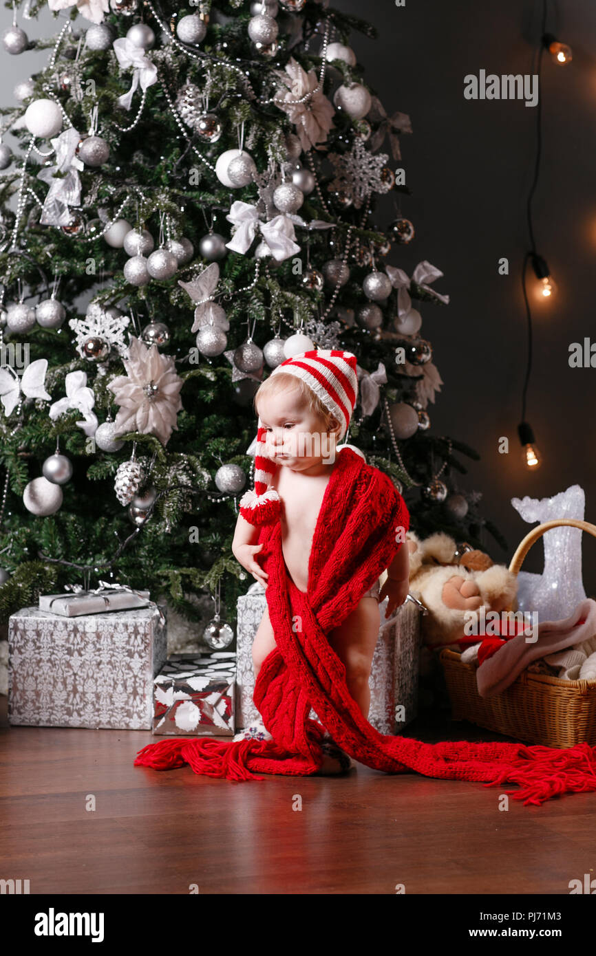 Cute Baby Boy And Christmas Gifts Little Child Having Fun Near Christmas Tree In Living Room Loving Family Son Merry Christmas And Happy New Year Stock Photo Alamy
