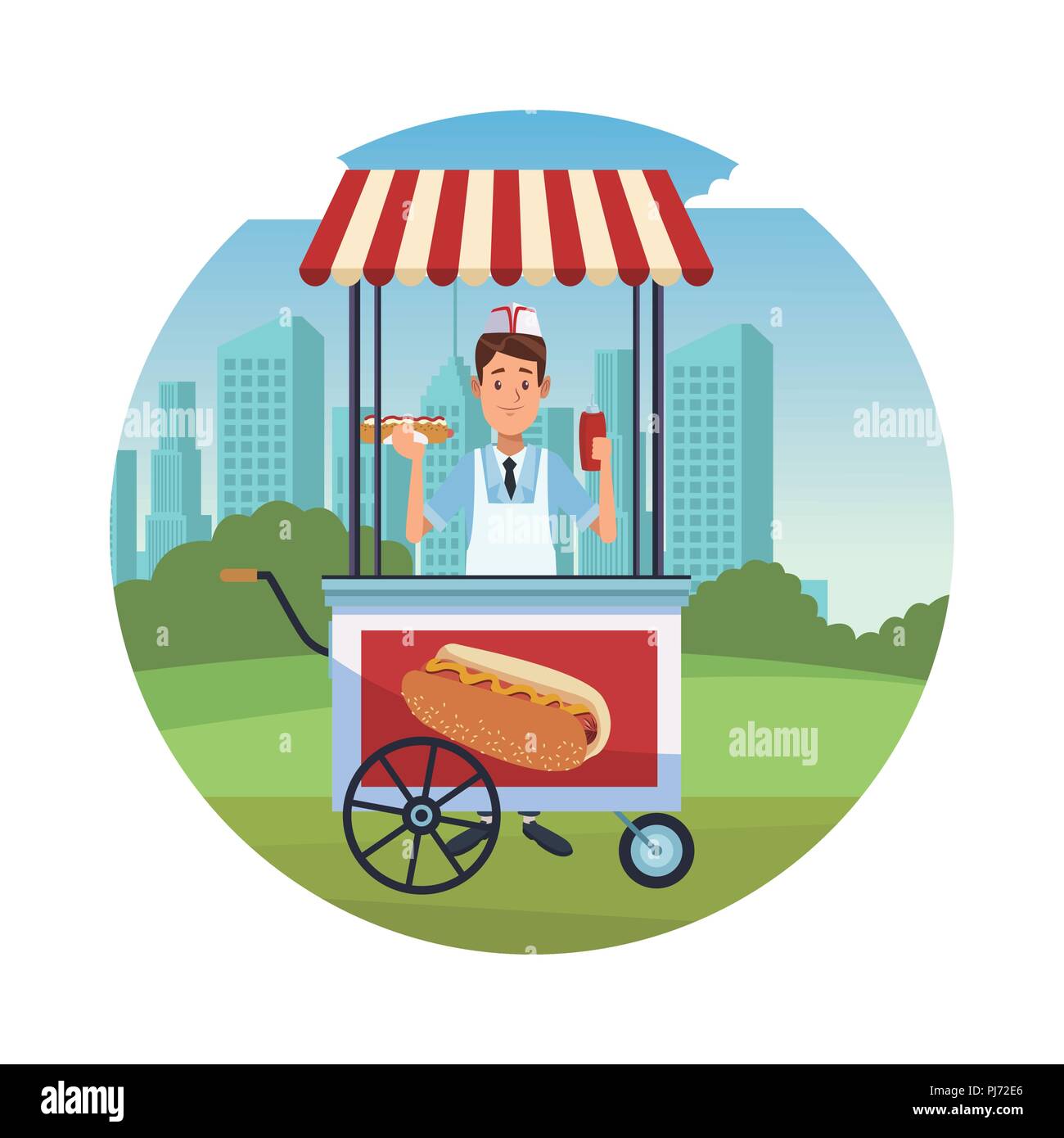 Hot dog stand cartoon Stock Vector Image & Art - Alamy