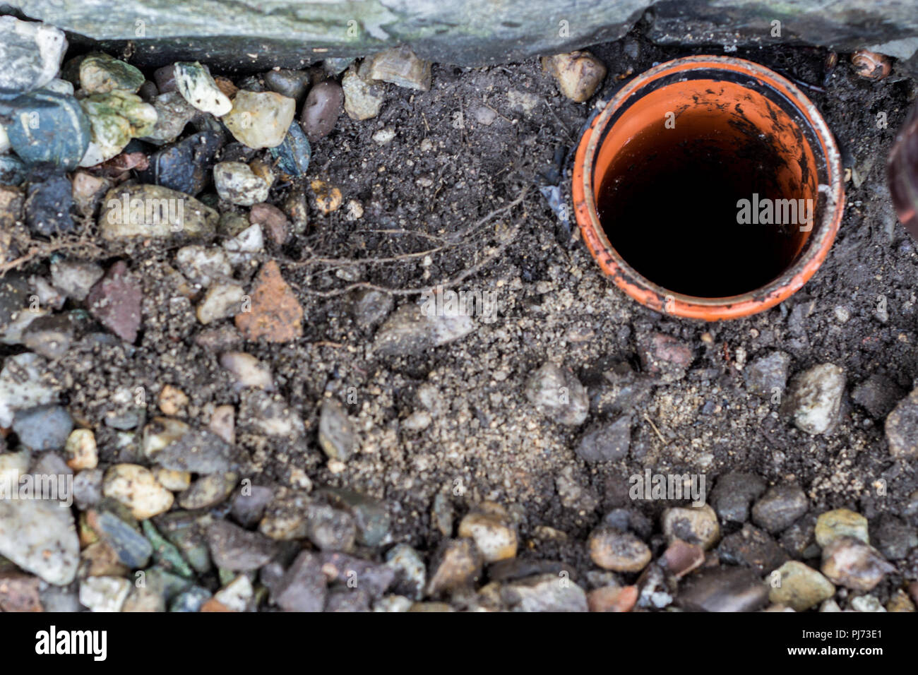 gutter drain fixed in the ground Stock Photo Alamy
