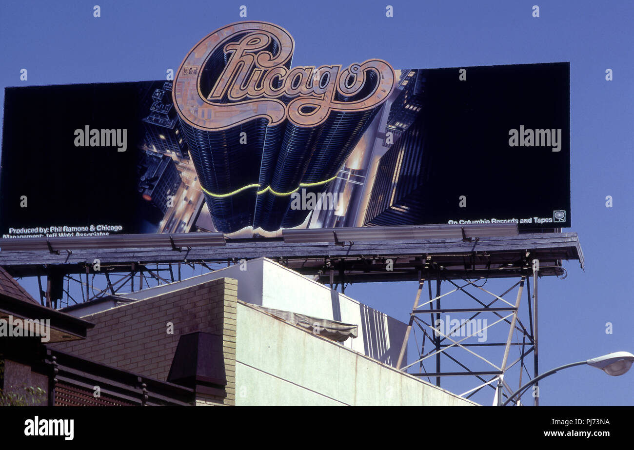 Chicago billboard on the Sunset Strip circa 1979 Stock Photo