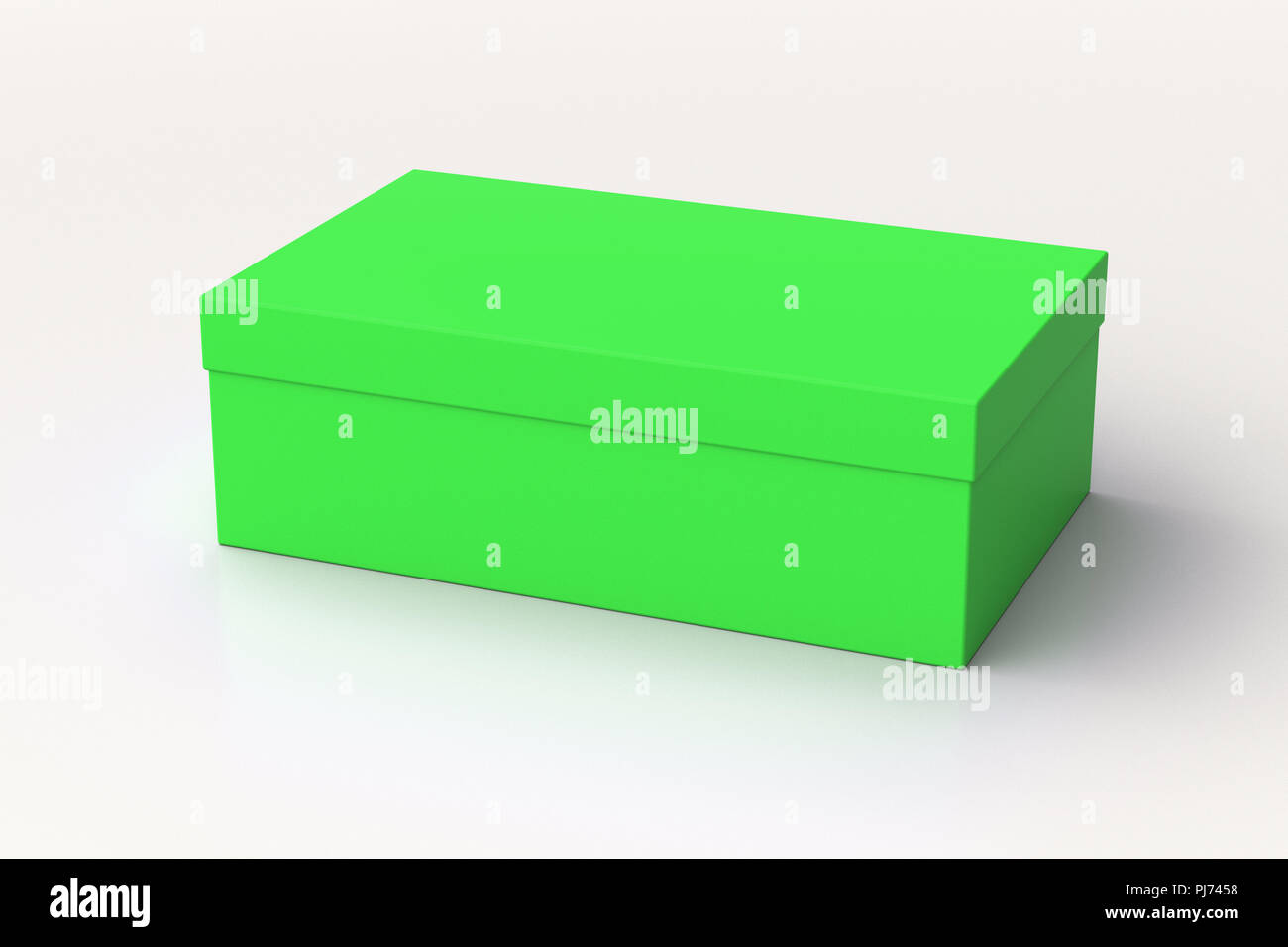 Green shoe box container on white background. Packaging mockup. 3d