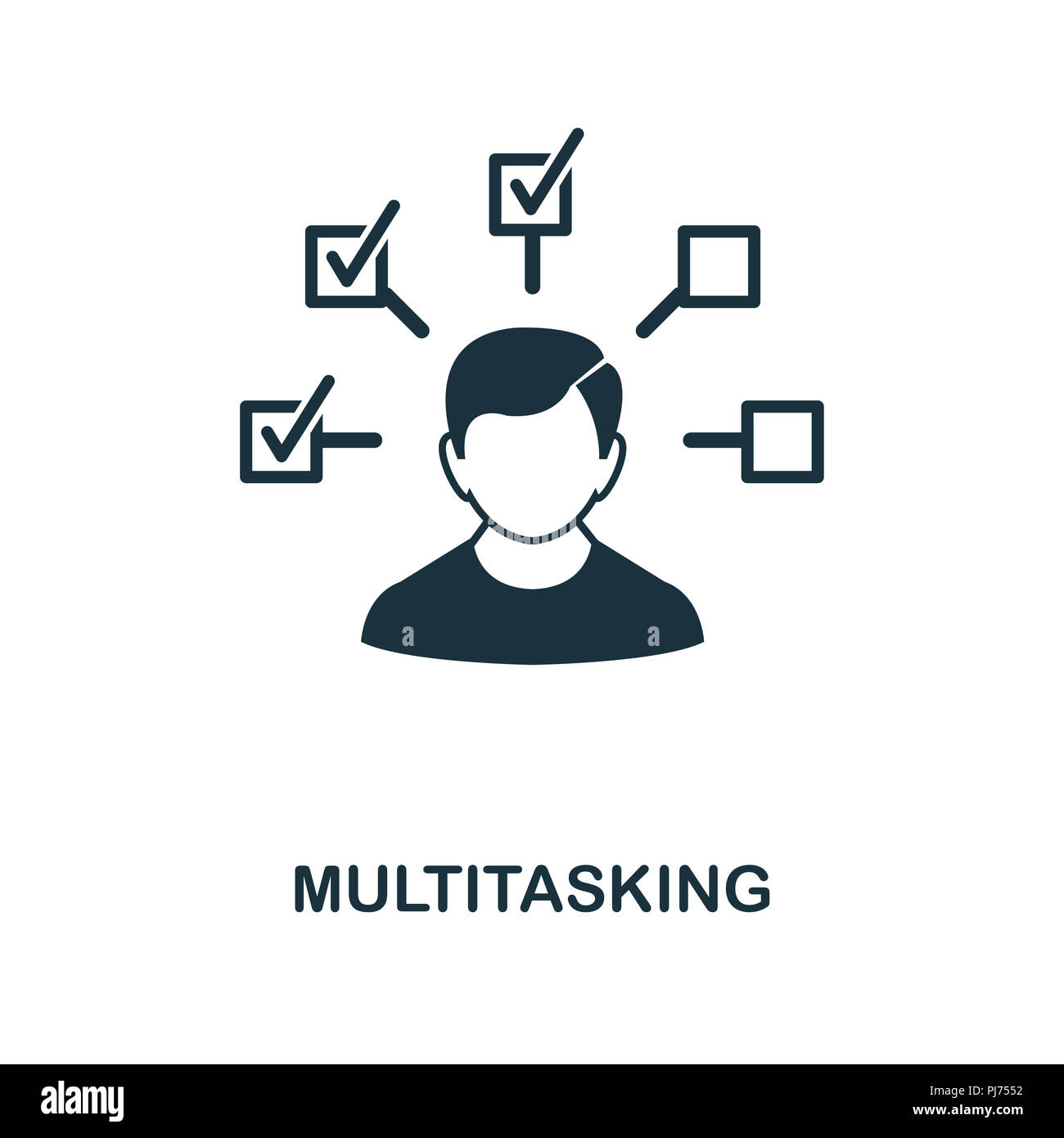 Multitasking icon. Monochrome style design from management collection. UI. Pixel perfect simple pictogram multitasking icon. Web design, apps, softwar Stock Photo