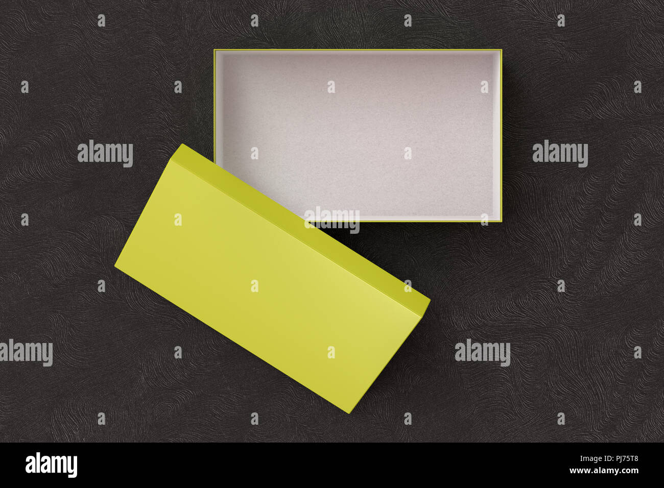 Download Opened Yellow Shoe Box Container On Black Background Packaging Mockup 3d Illustration Stock Photo Alamy PSD Mockup Templates