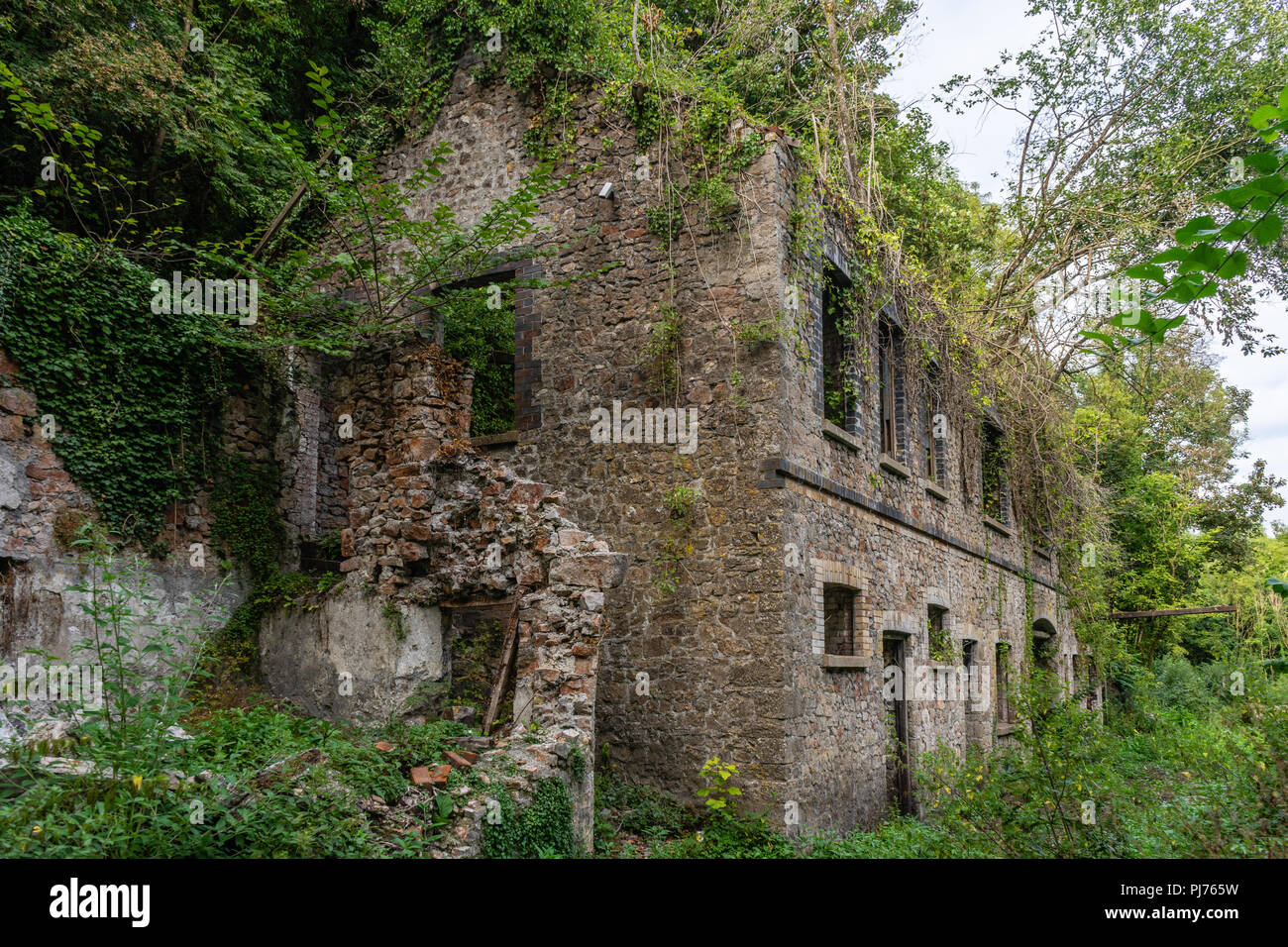 The abandoned remains of the Fussell's Lower Iron Works in the so called Fussell Country near Mells in Sommerset, England, UK Stock Photo