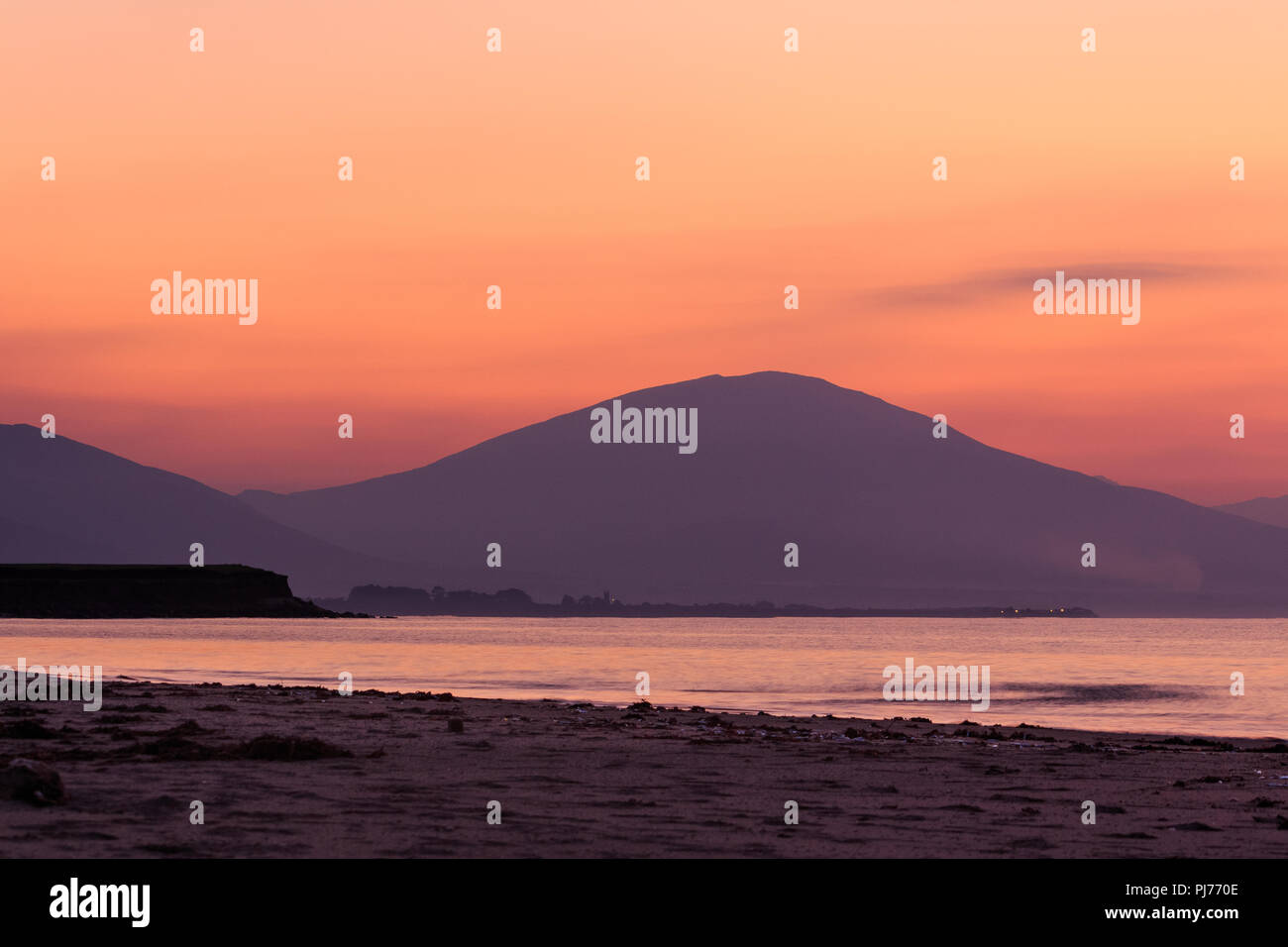 Looking West from Camp Beach towards Stradbally mountain on the Dingle Peninsula, County Kerry, Ireland Stock Photo