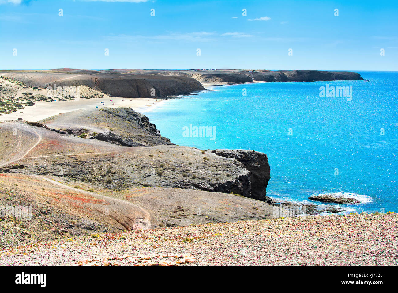 Footpath To Famous Playas Papagayo In Playa Blanca Lanzarote Canary Islands View Of The Beach