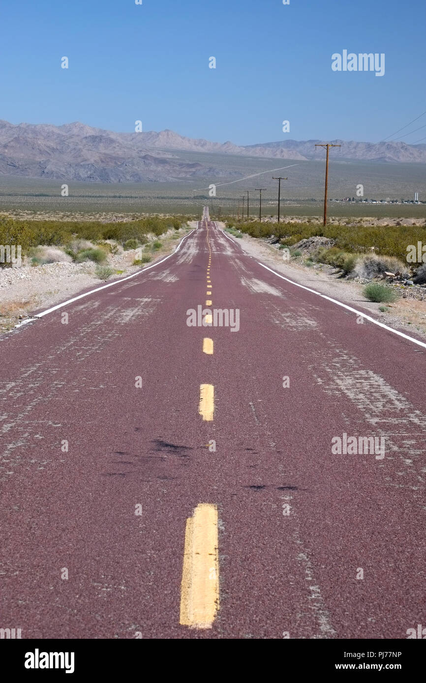 Kelbaker Road in the Mojave Desert of California near Baker Stock Photo