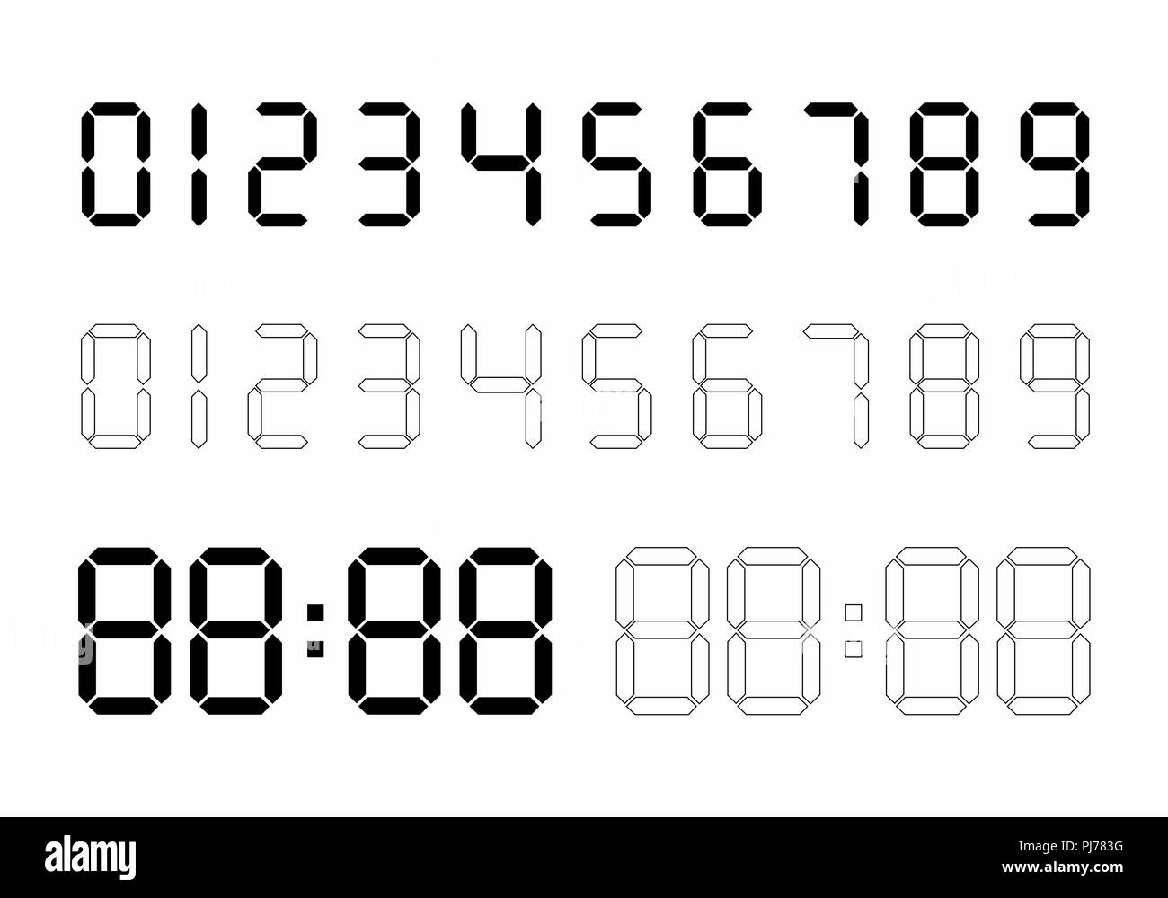Set of digital numbers on white background Stock Vector