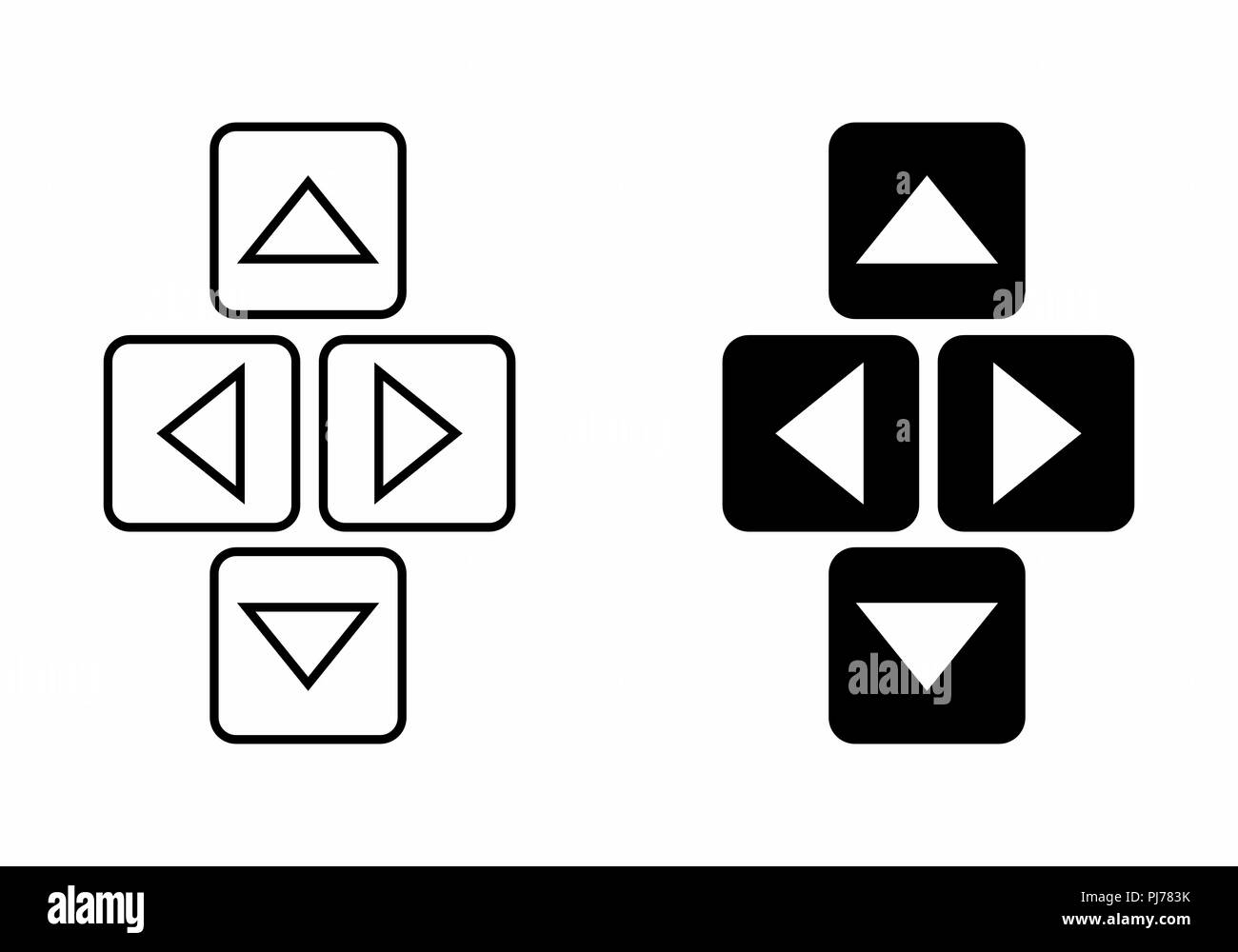 Illustration of directional buttons on white background Stock Vector
