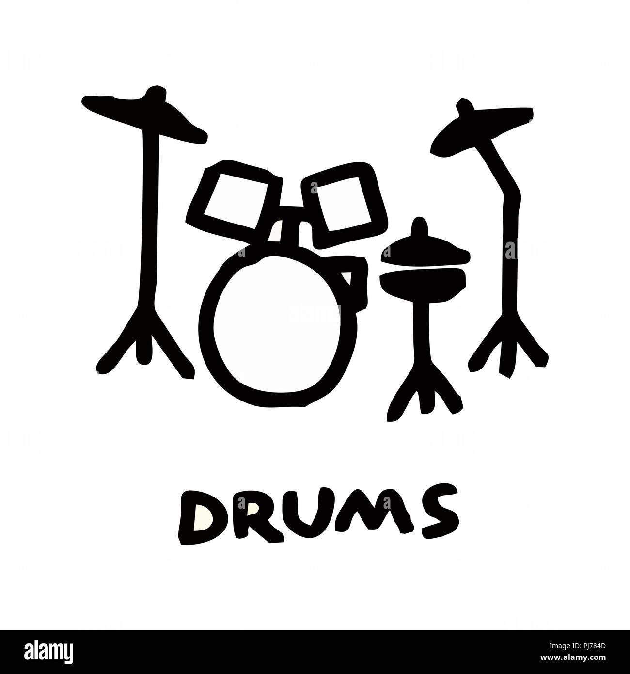 Freehand illustration of a drum kit on white background Stock Vector ...