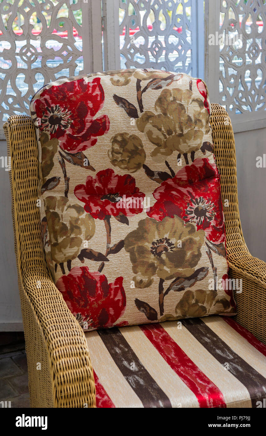 Upholstered Wicker Chair