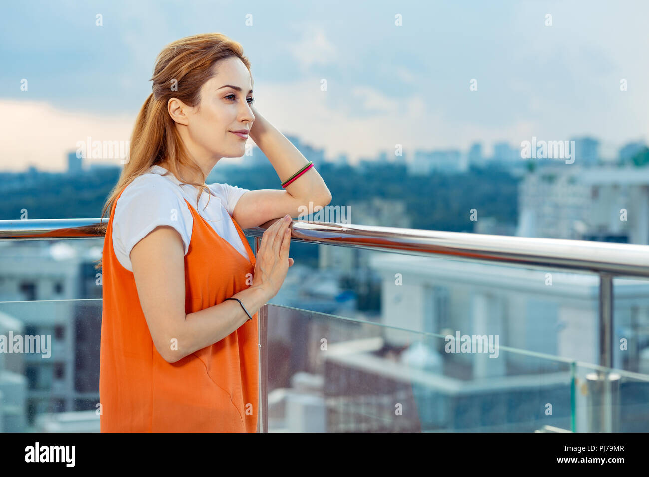 Top view joyful woman hi-res stock photography and images - Alamy