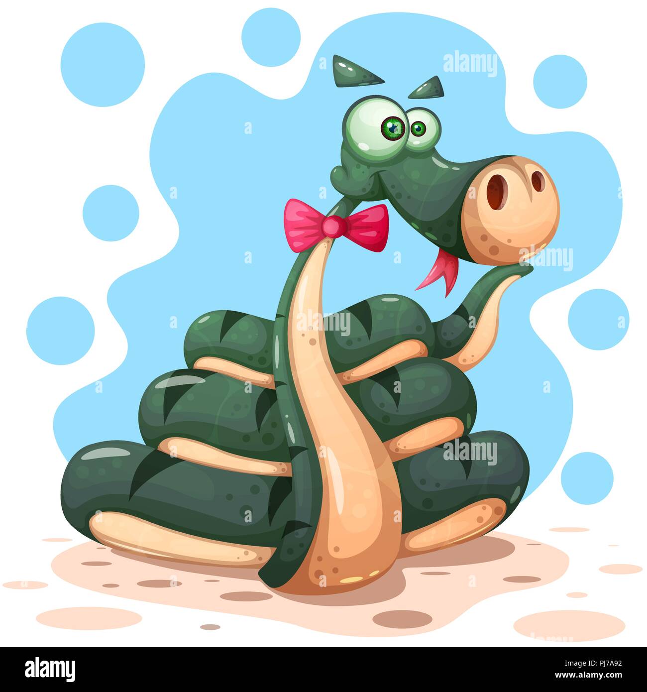 Cute, funny, crazy snake characters with bow Stock Vector Image & Art ...