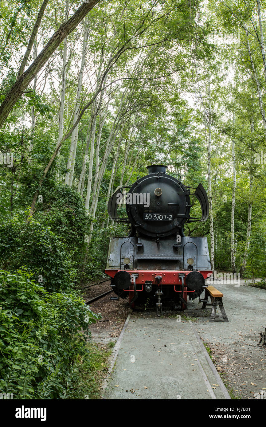 Nature Park Schoneberger Sudgelande, Berlin, Germany - 30th August 2017 - Steam Loco on display at the Sudgelande reserve Stock Photo