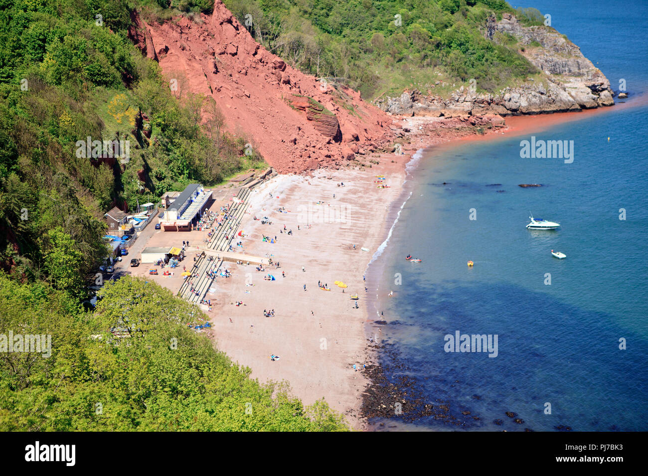 Babbacombe beach in Devon, England, View from above, sea and the coast Stock Photo
