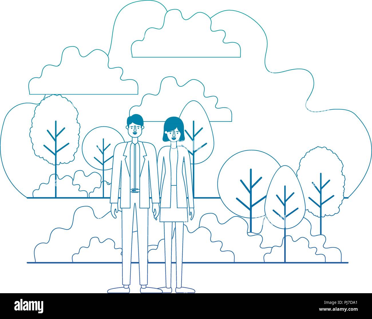 couple characters in camp scene Stock Vector Image & Art - Alamy