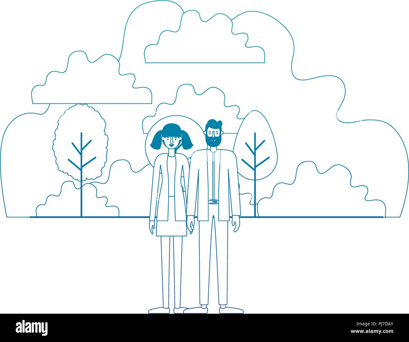 couple characters in camp scene Stock Vector Image & Art - Alamy