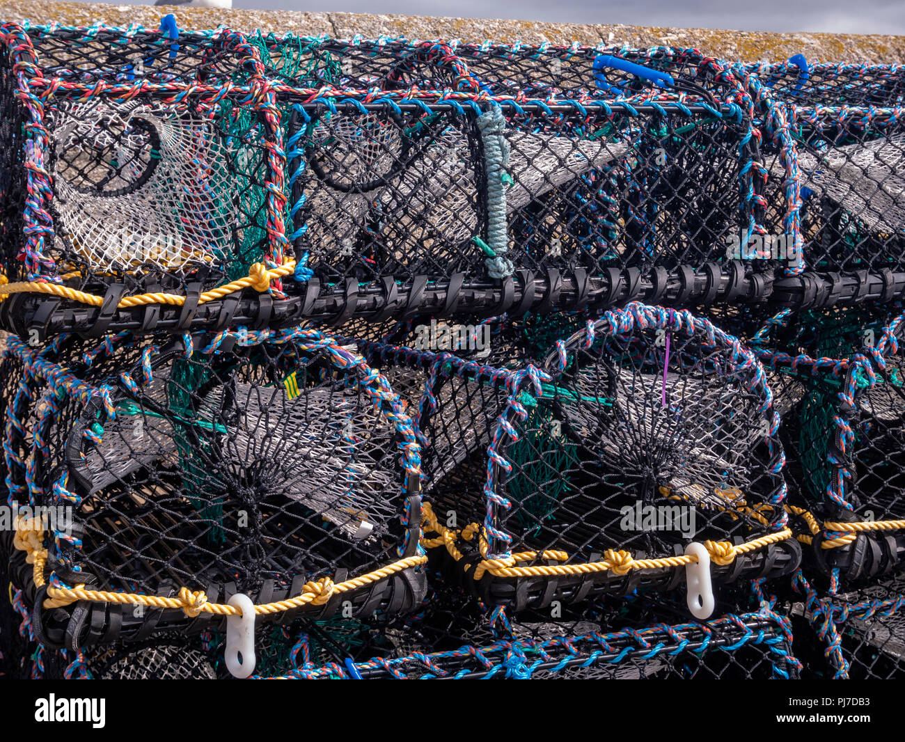 lobster pots stacked up in St Ives harbour Cornwall UK Stock Photo Alamy