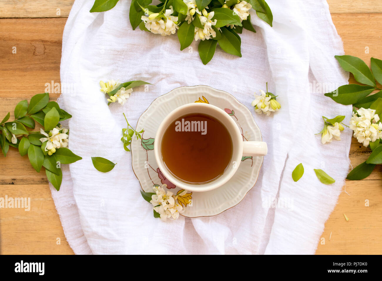 herbal health care hot ginger juice cough sore with flower on